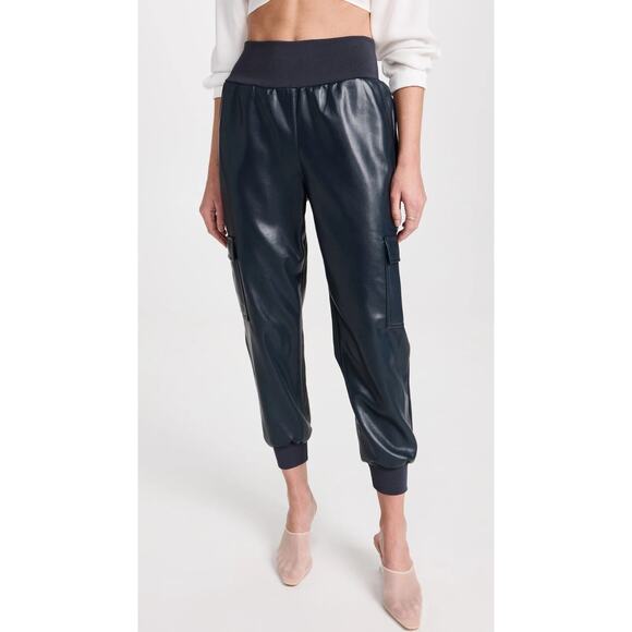 Cinq à Sept Faux Leather Giles Cargo Jogger Pant - S Navy - Picture 1 of 4